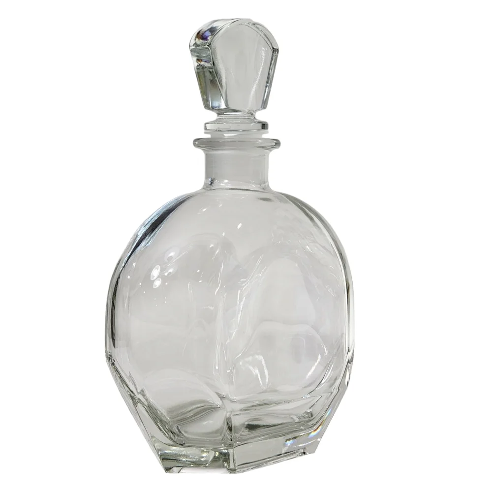 Vintage Italian Fine Clear Glass Bottle Carafe‎ Decanter With Stopper